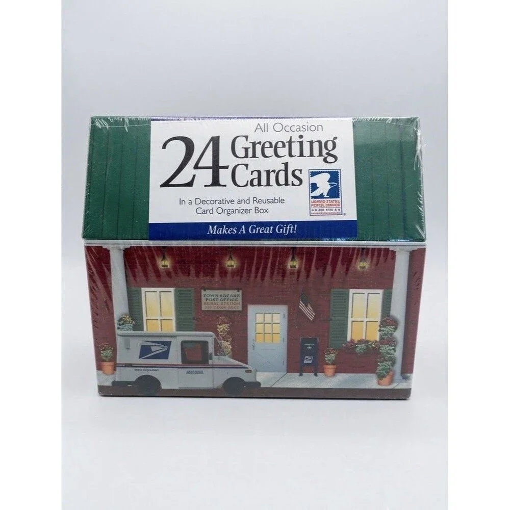 24 Assorted All-Occasion 5x7 Greeting Cards USPS Design Storage Organizer Box